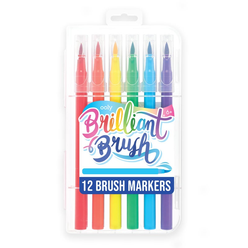 Ooly Brilliant Brush 12 Classic Colors, Calligraphy Pens for Writing & Hand Lettering, Dual Tip Pens for Beginners or Kids Includes 1 Brush & 1 Chisel Tip Pen - Image 1